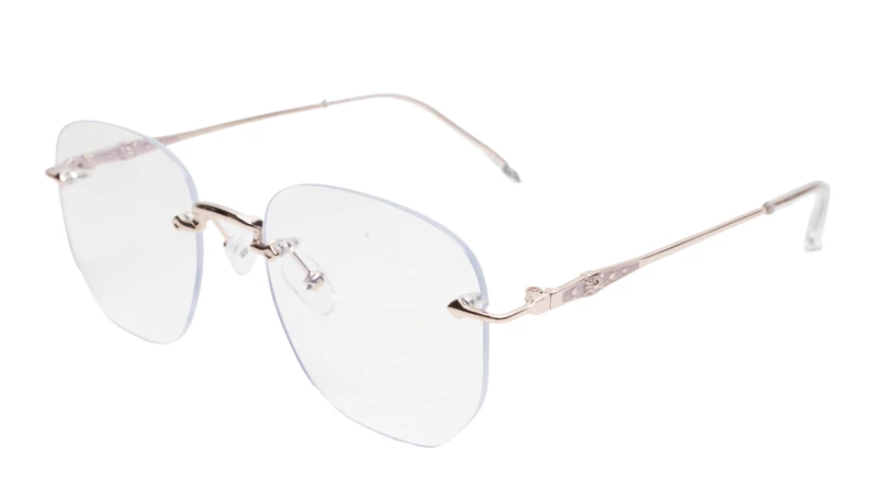 Soigné Unisex Square Rimless Spectacle Frame.Rose Gold-Medium