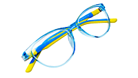Soigné Kids Small Cateye Spectacle Frame.Blue&Yellow(7-13)Y-Girl Soigné Kids Small Cateye Spectacle Frame.Blue&Yellow(7-13)Y-Girl