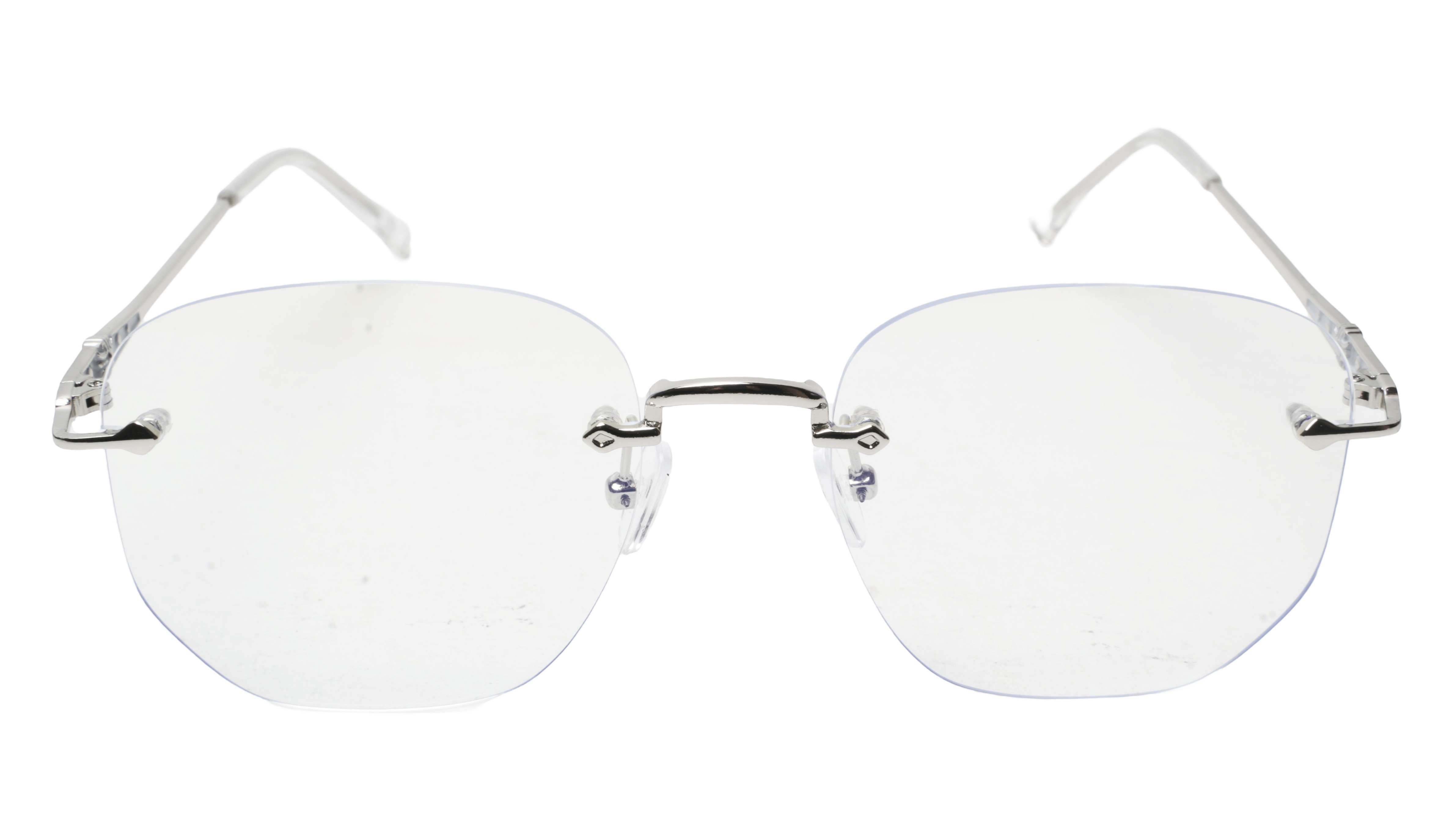 Soigné Unisex Square Rimless Spectacle Frame.Silver-Medium