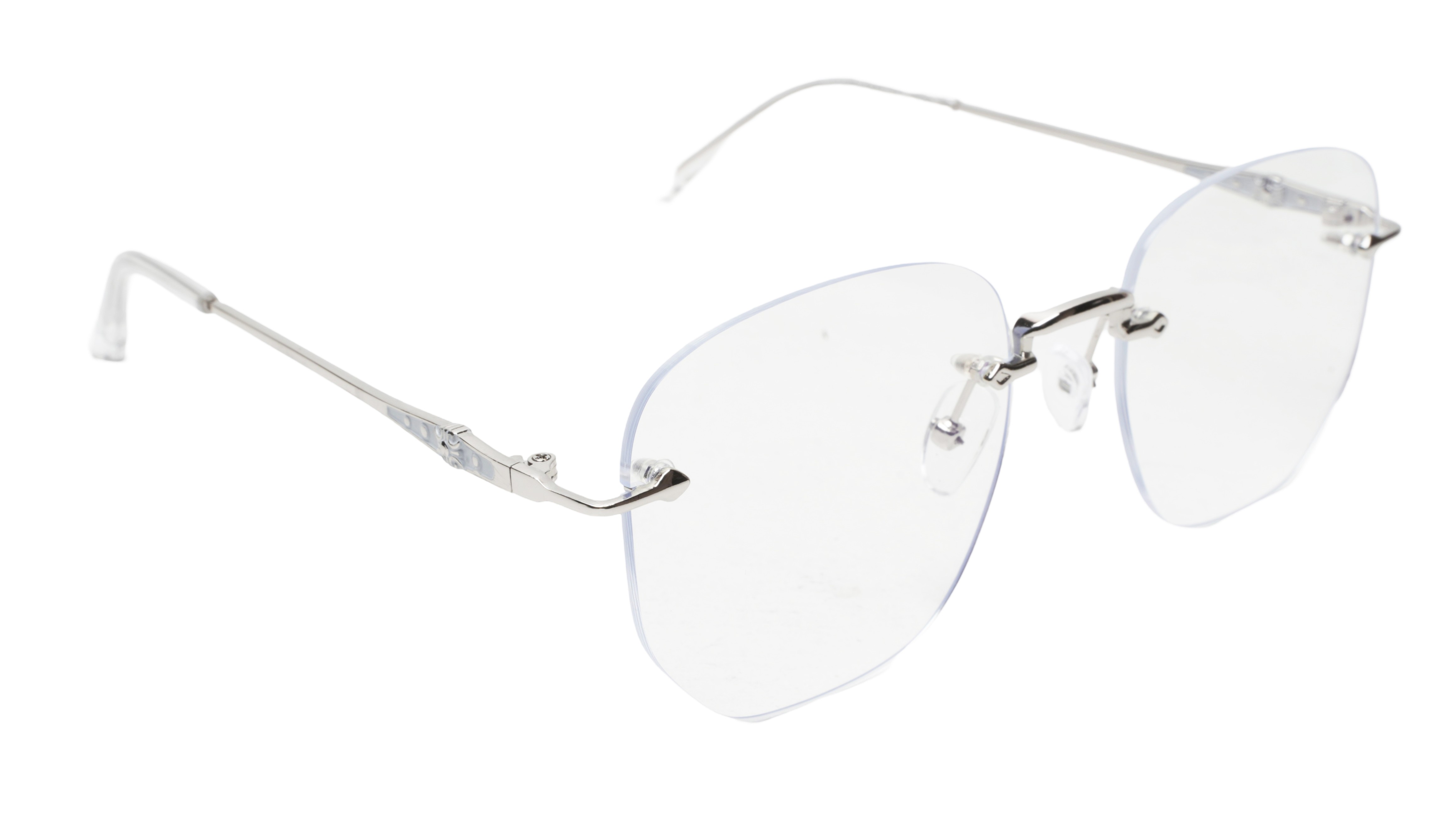 Soigné Unisex Square Rimless Spectacle Frame.Silver-Medium