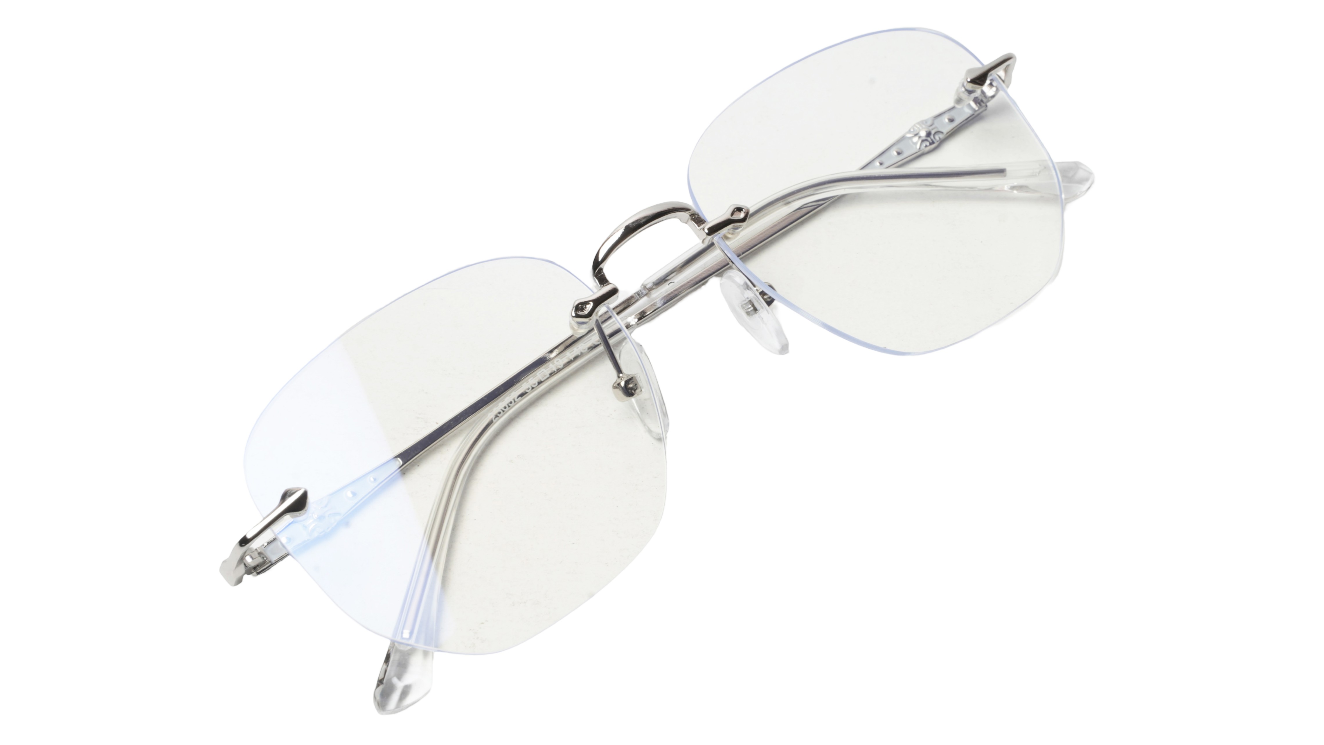 Soigné Unisex Square Rimless Spectacle Frame.Silver-Medium