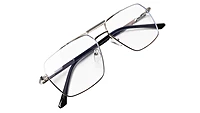 Soigné Unisex Rectangular Spectacle Frame.Silver-Large