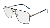 Soigné Unisex Rectangular Spectacle Frame.Blue&Silver-Large Soigné Unisex Rectangular Spectacle Frame.Blue&Silver-Large