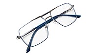 Soigné Unisex Rectangular Spectacle Frame.Blue&Silver-Large Soigné Unisex Rectangular Spectacle Frame.Blue&Silver-Large