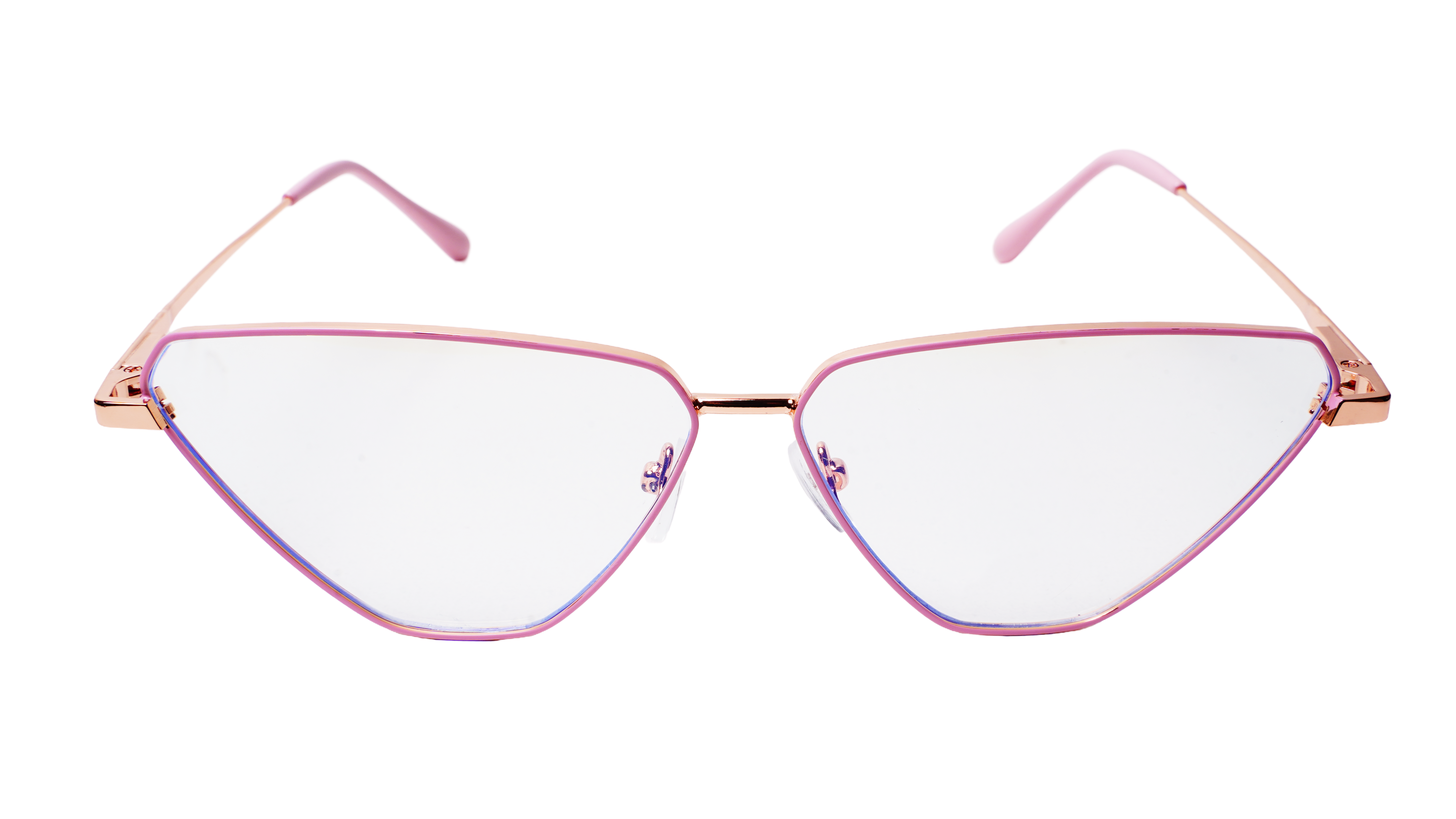 Soigné Female Large Cat Eye Spectacle Frame.Pink&Gold Metal Frame