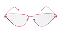 Soigné Female Large Cat Eye Spectacle Frame.Pink&Gold Metal Frame