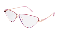 Soigné Female Large Cat Eye Spectacle Frame.Pink&Gold Metal Frame