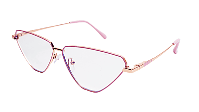 Soigné Female Large Cat Eye Spectacle Frame.Pink&Gold Metal Frame