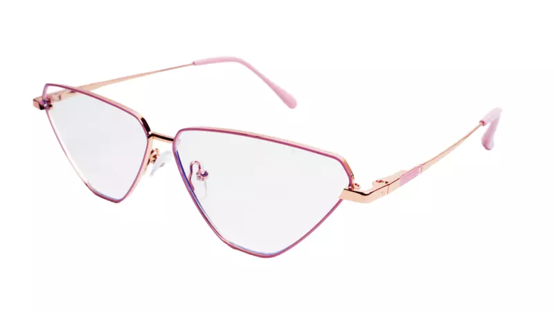 Soigné Female Large Cat Eye Spectacle Frame.Pink&Gold Metal Frame