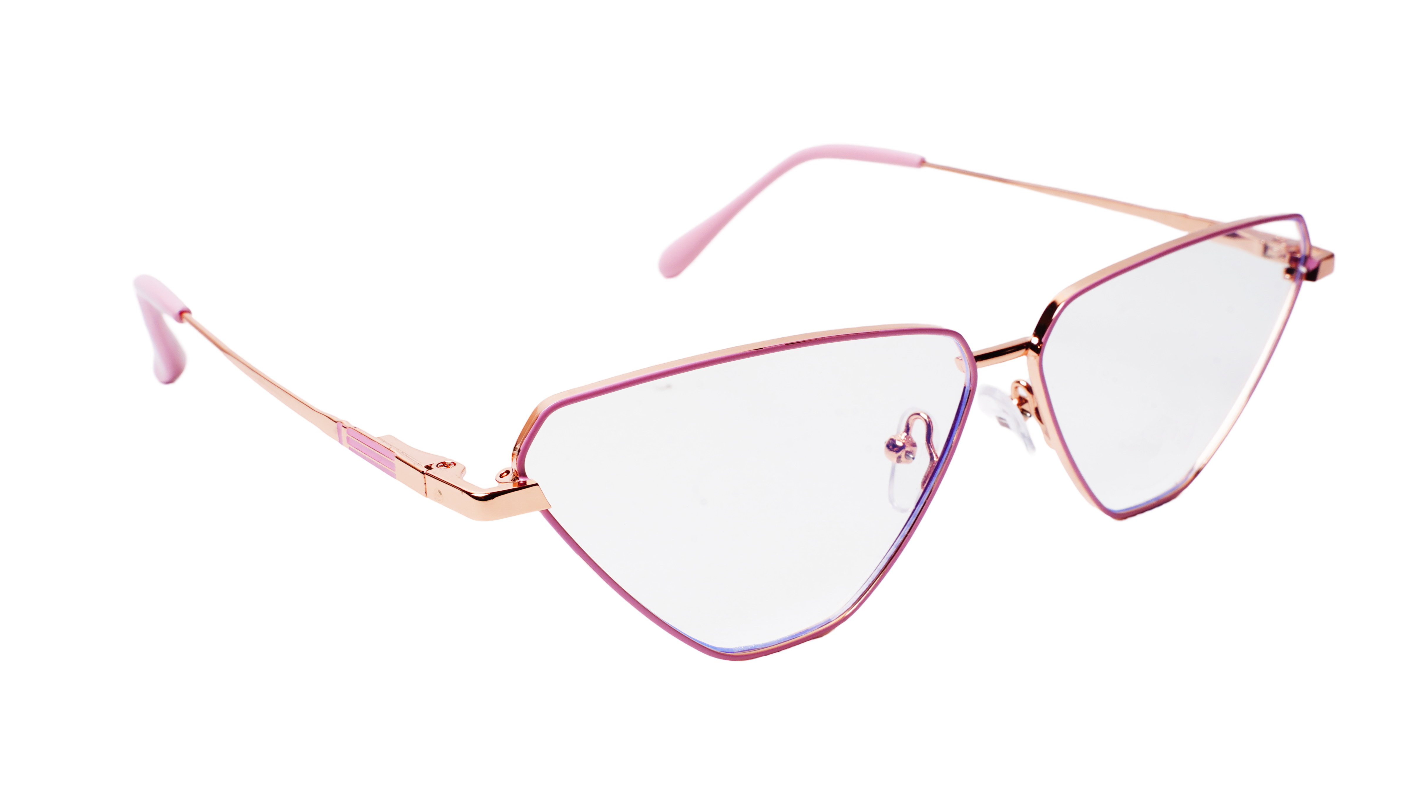 Soigné Female Large Cat Eye Spectacle Frame.Pink&Gold Metal Frame