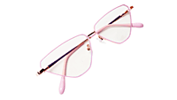 Soigné Female Large Cat Eye Spectacle Frame.Pink&Gold Metal Frame