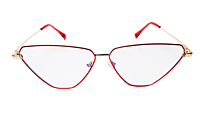 Soigné Female Large Cat Eye Spectacle Frame.Red&Gold Metal Frame Soigné Female Large Cat Eye Spectacle Frame.Red&Gold Metal Frame