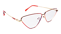 Soigné Female Large Cat Eye Spectacle Frame.Red&Gold Metal Frame Soigné Female Large Cat Eye Spectacle Frame.Red&Gold Metal Frame