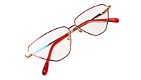 Soigné Female Large Cat Eye Spectacle Frame.Red&Gold Metal Frame Soigné Female Large Cat Eye Spectacle Frame.Red&Gold Metal Frame