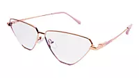 Soigné Female Large Cat Eye Spectacle Frame.Golden Metal Frame