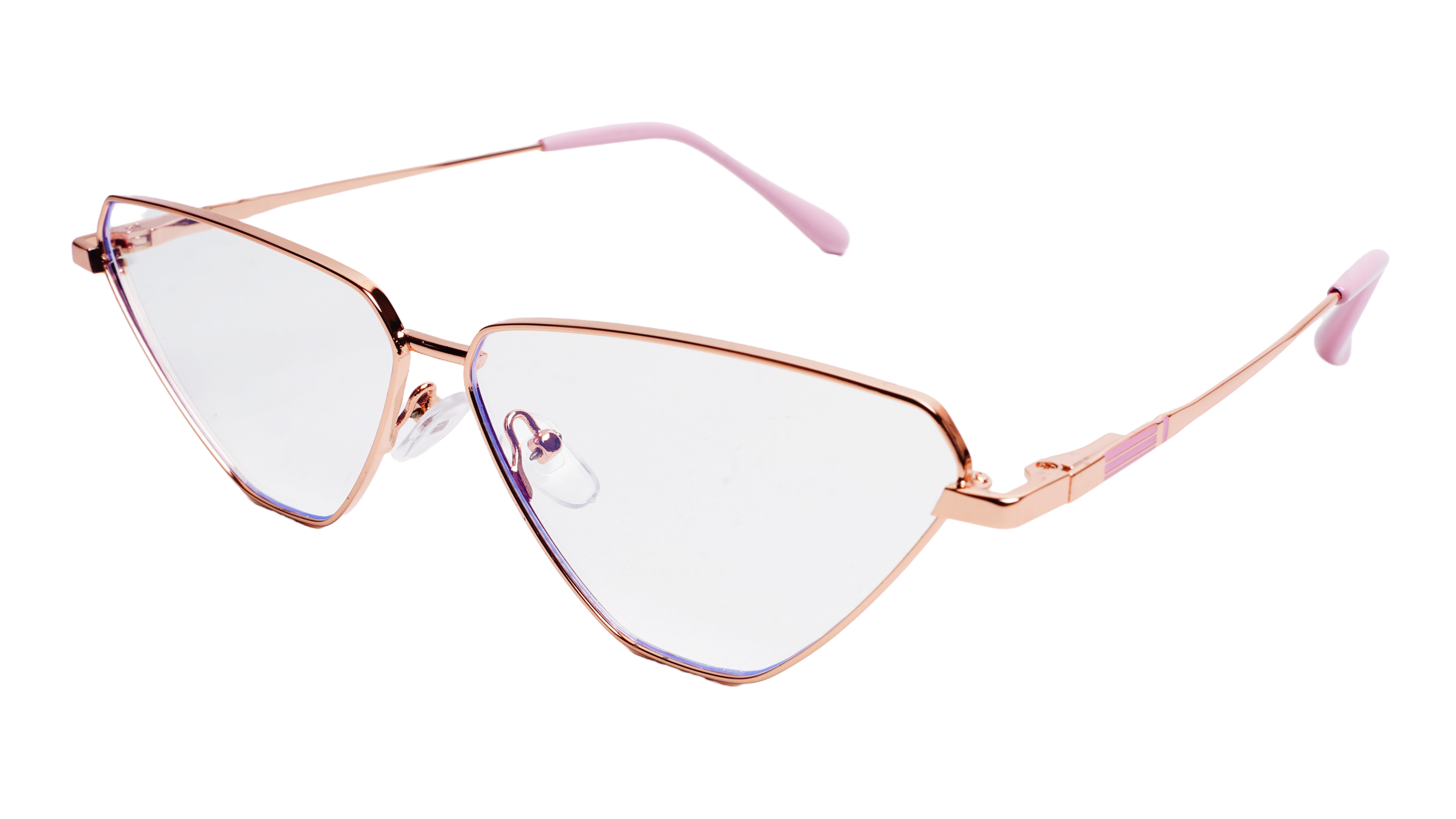 Soigné Female Large Cat Eye Spectacle Frame.Golden Metal Frame