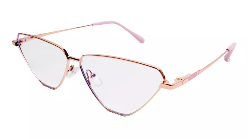 Soigné Female Large Cat Eye Spectacle Frame.Golden Metal Frame