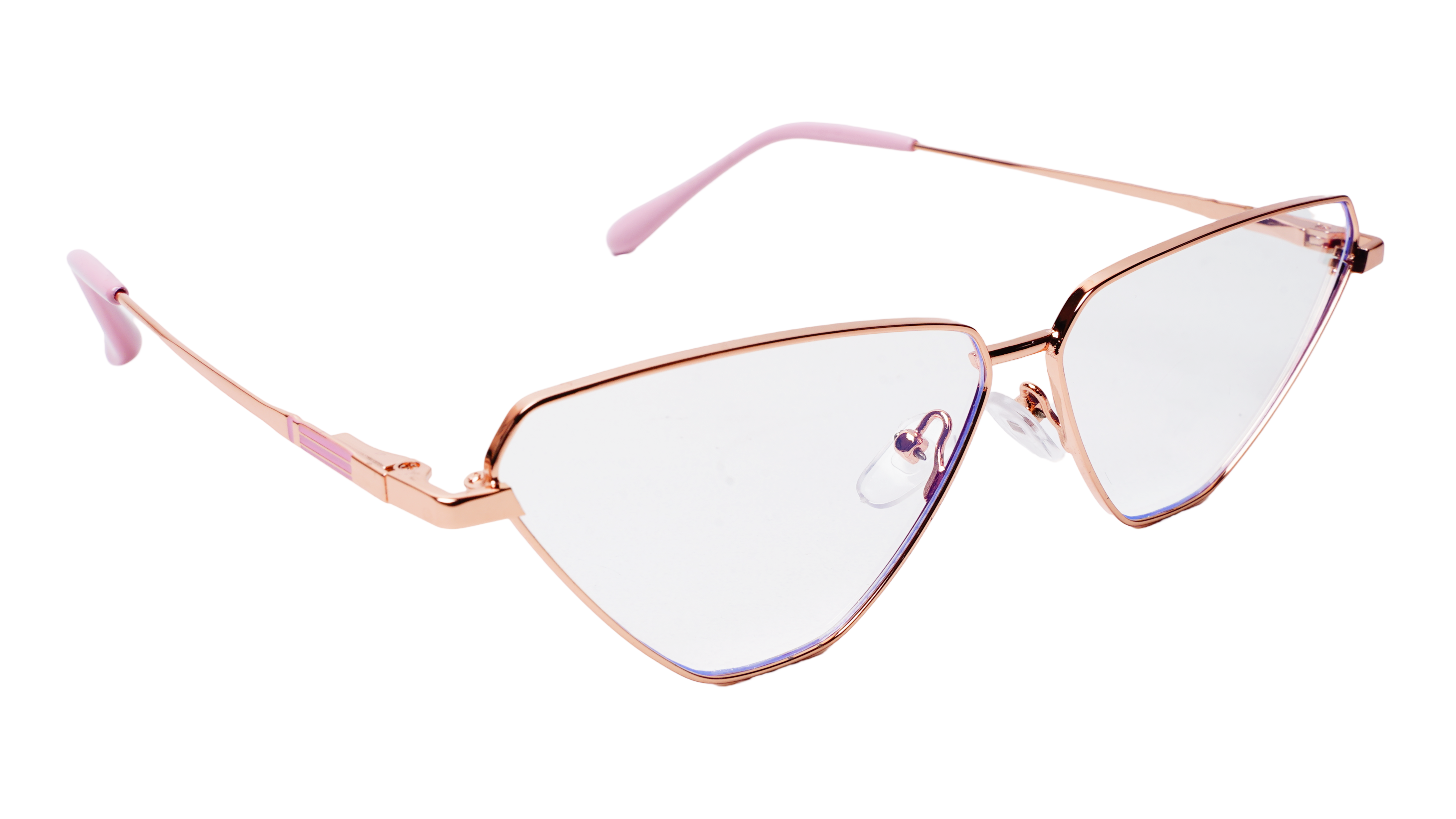 Soigné Female Large Cat Eye Spectacle Frame.Golden Metal Frame