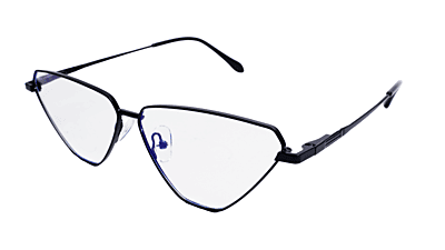 Soigné Female Large Cat Eye Spectacle Frame.Black Metal Frame