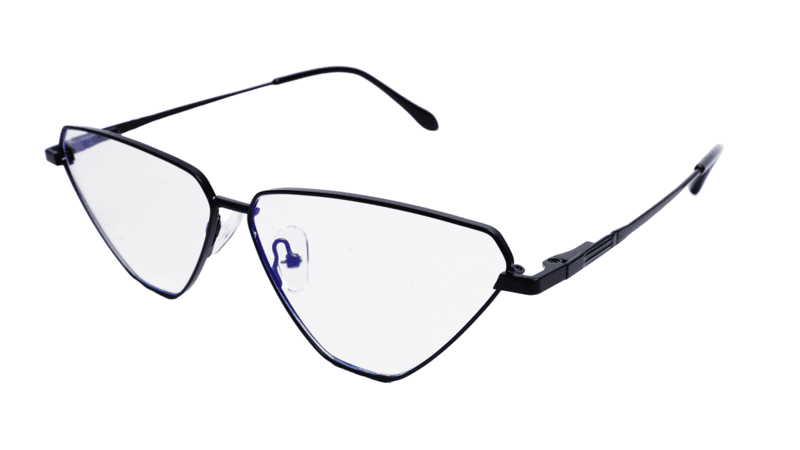 Soigné Female Large Cat Eye Spectacle Frame.Black Metal Frame