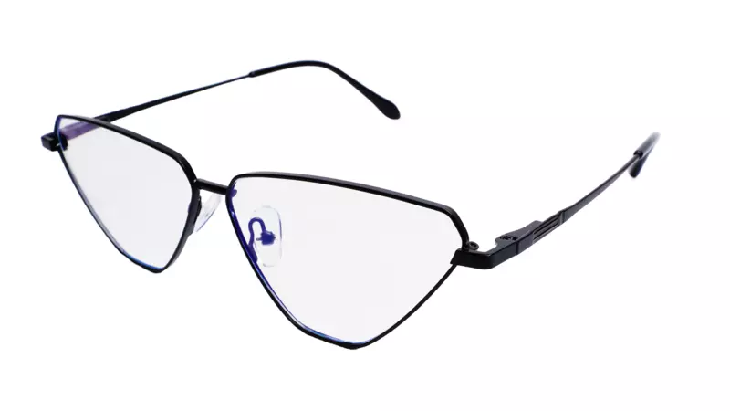 Soigné Female Large Cat Eye Spectacle Frame.Black Metal Frame