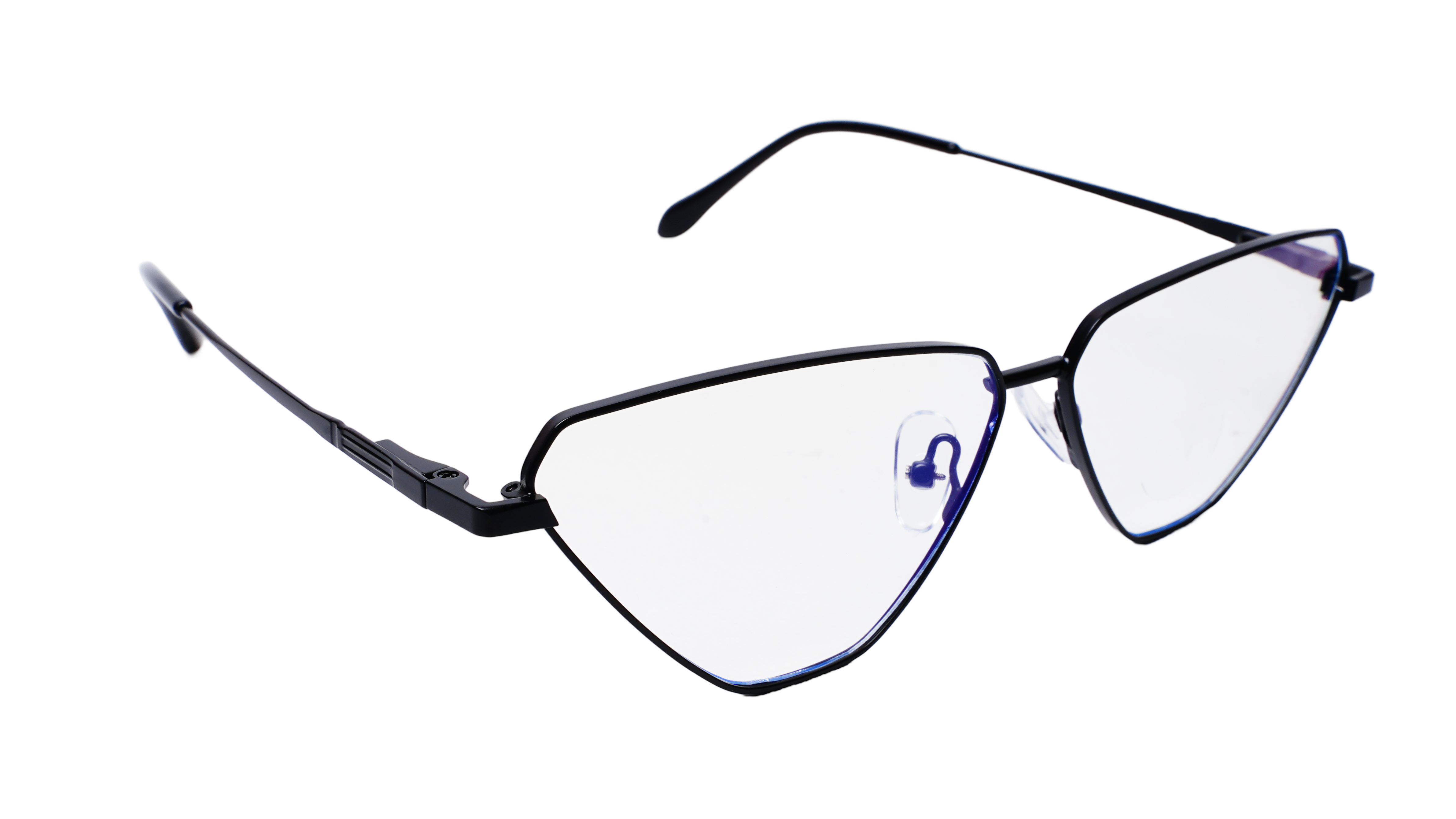 Soigné Female Large Cat Eye Spectacle Frame.Black Metal Frame