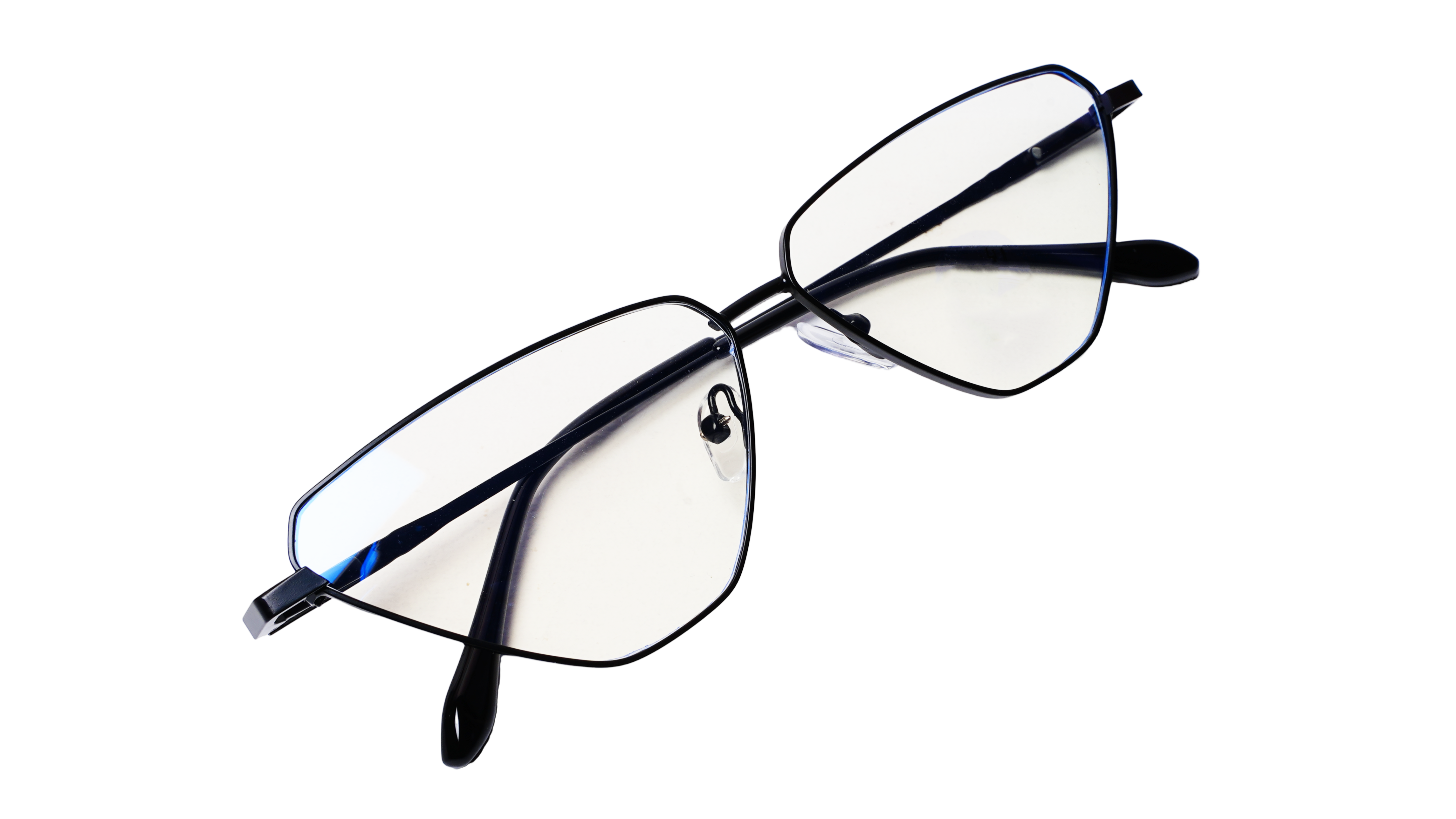 Soigné Female Large Cat Eye Spectacle Frame.Black Metal Frame