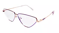 Soigné Female Large Cat Eye Spectacle Frame.Purple&Gold Metal Frame