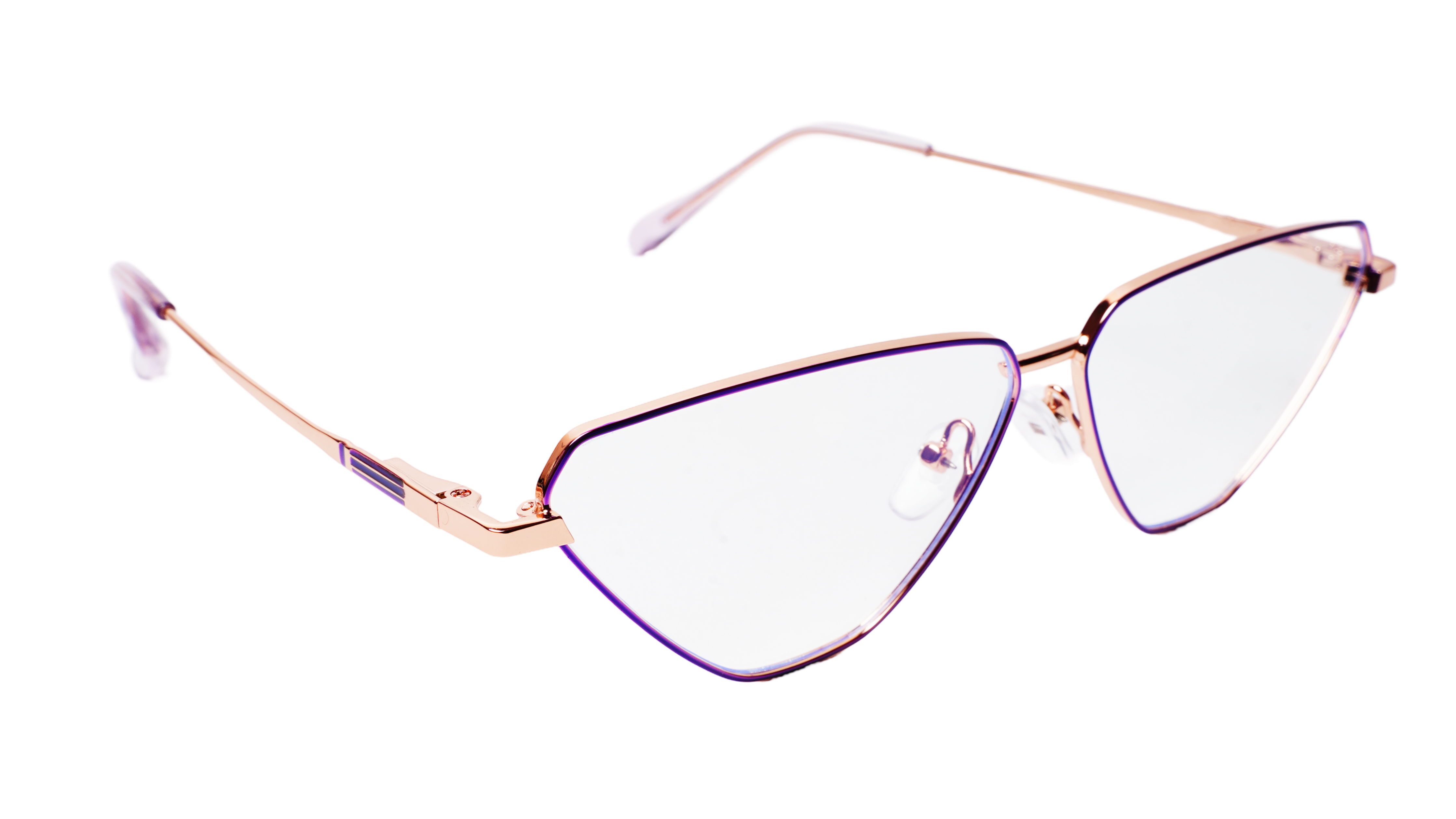 Soigné Female Large Cat Eye Spectacle Frame.Purple&Gold Metal Frame