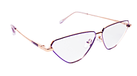 Soigné Female Large Cat Eye Spectacle Frame.Purple&Gold Metal Frame Soigné Female Large Cat Eye Spectacle Frame.Purple&Gold Metal Frame