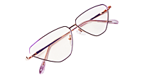 Soigné Female Large Cat Eye Spectacle Frame.Purple&Gold Metal Frame Soigné Female Large Cat Eye Spectacle Frame.Purple&Gold Metal Frame