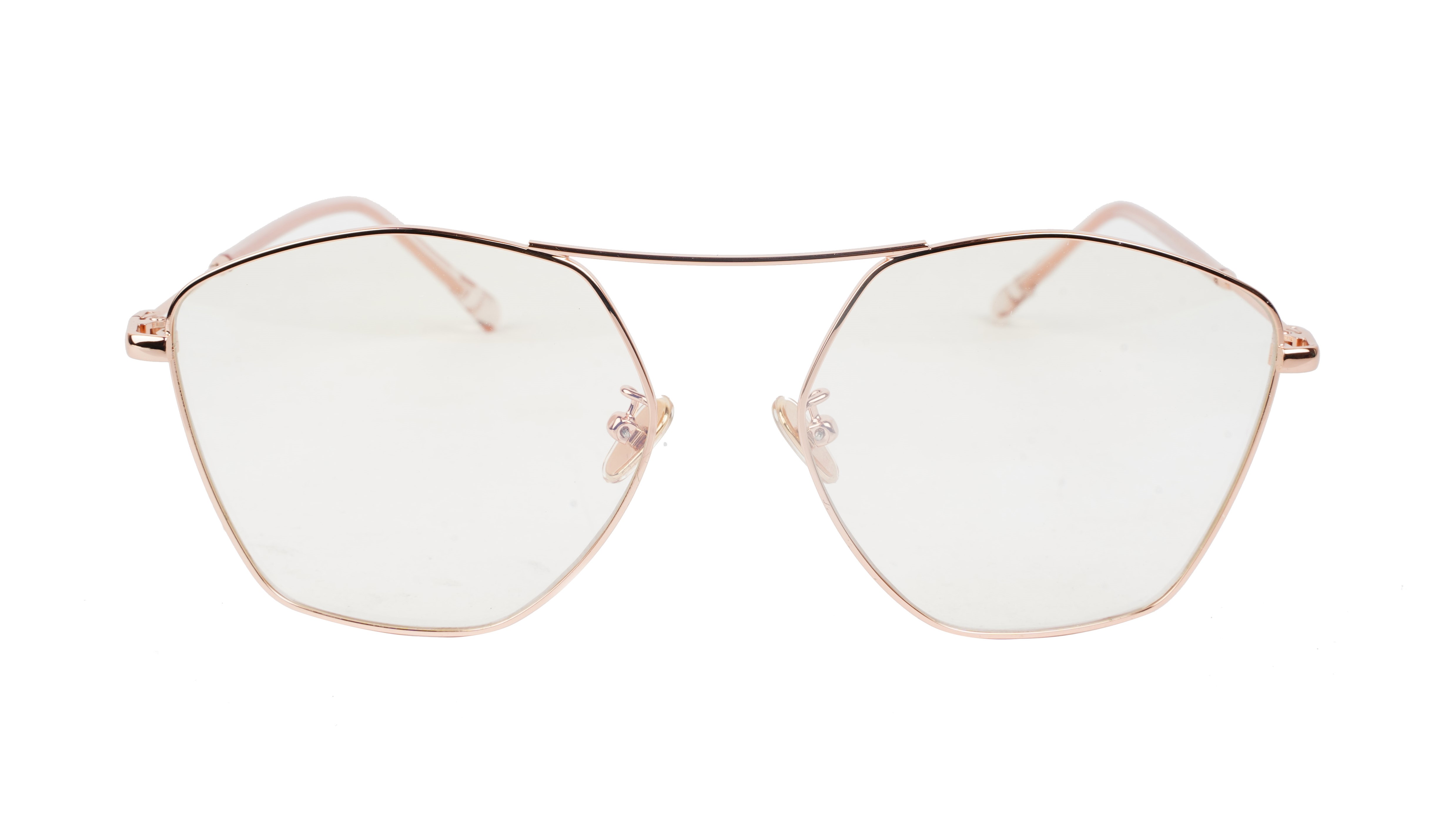 Unisex Large Pentagon Spectacle Frame. Rose Gold Frame