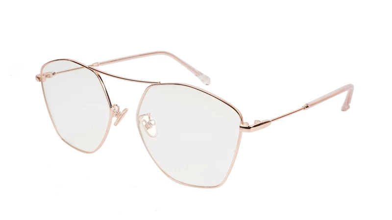 Unisex Large Pentagon Spectacle Frame. Rose Gold Frame
