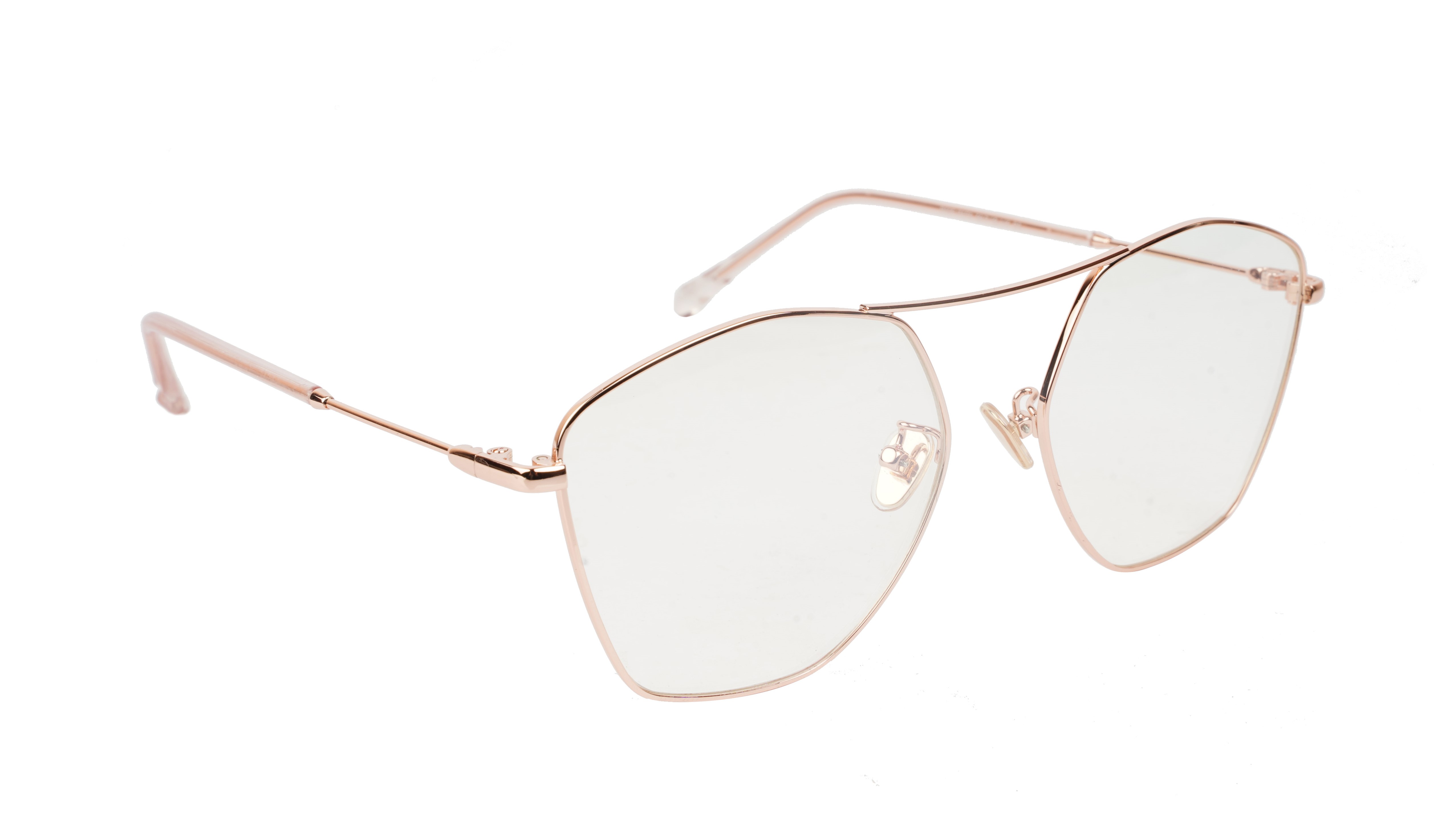 Unisex Large Pentagon Spectacle Frame. Rose Gold Frame