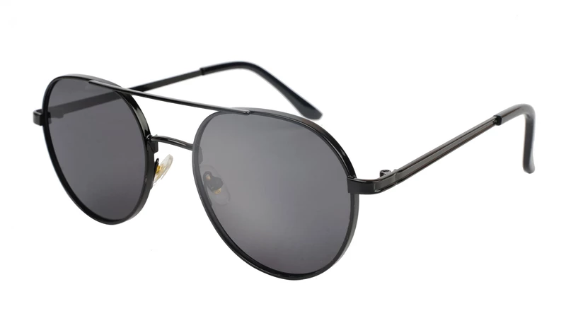 Unisex Small Round Sunglasses. Black Color Metal Frame.