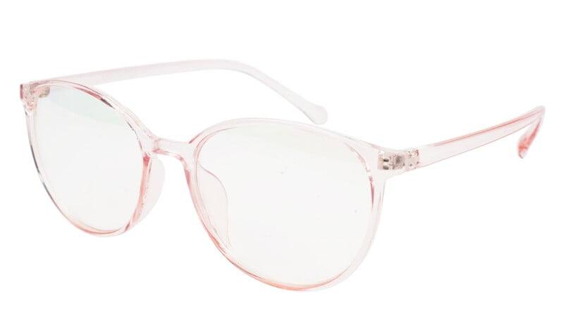Female Oversize Round Spectacle Frame. See Through Light Pink Frame Female Oversize Round Spectacle Frame. See Through Light Pink Frame