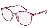 Unisex Oversized Round Spectacle Frame. Red & Transparent Frame