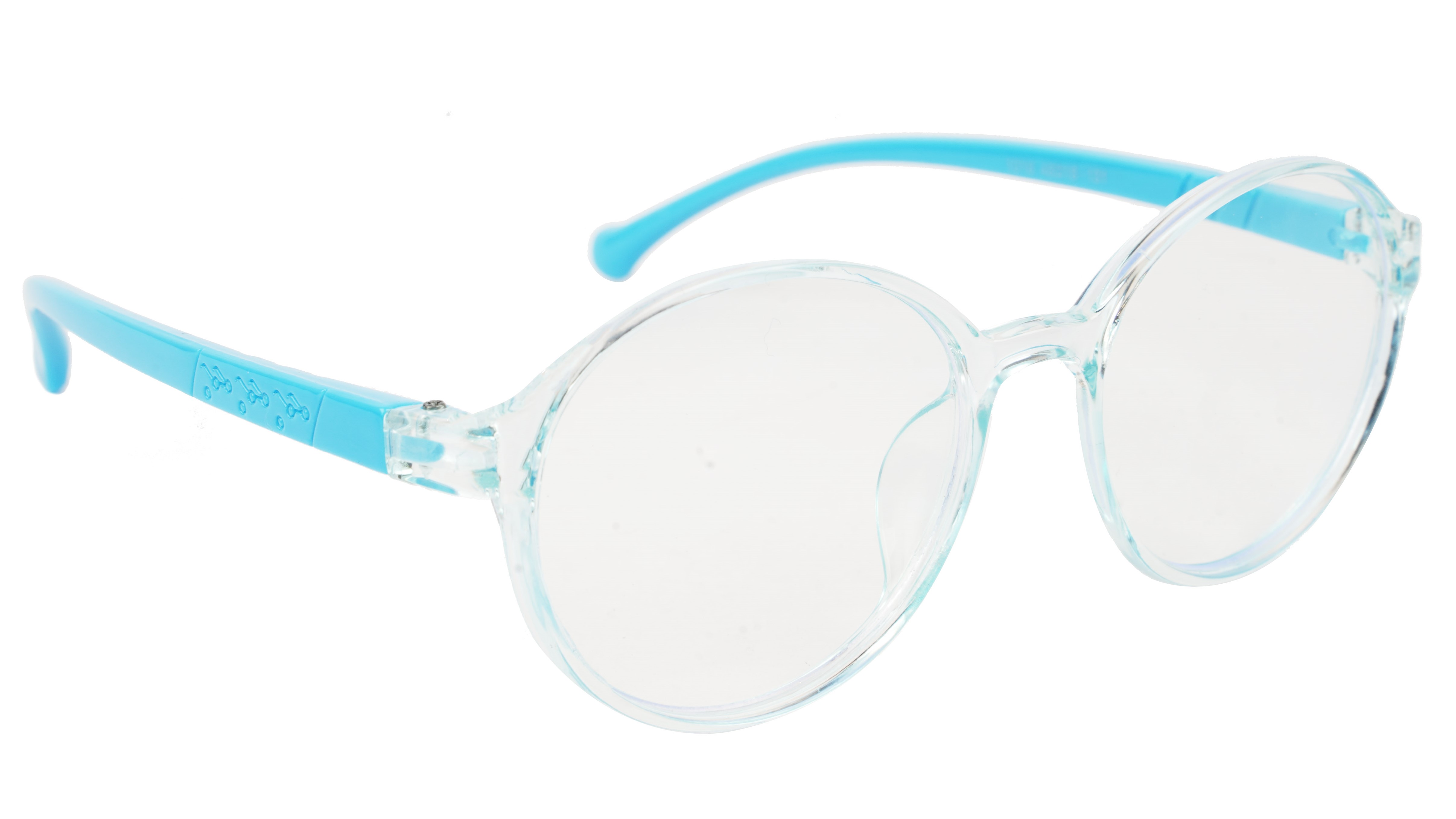 Unisex Round Spectacle Frame For Kids. See Through Blue Rim. Age-(7-10Yrs)
