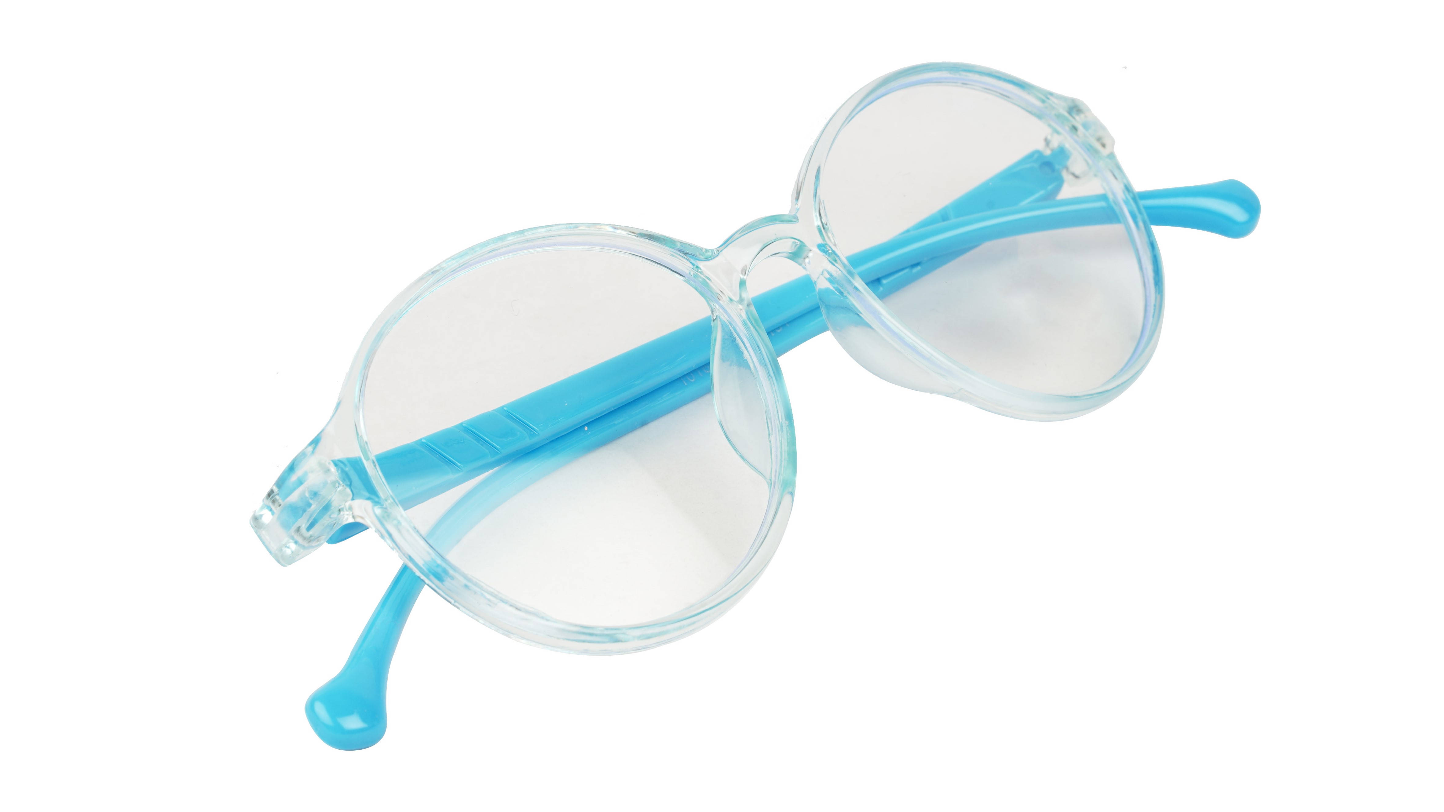 Unisex Round Spectacle Frame For Kids. See Through Blue Rim. Age-(7-10Yrs)