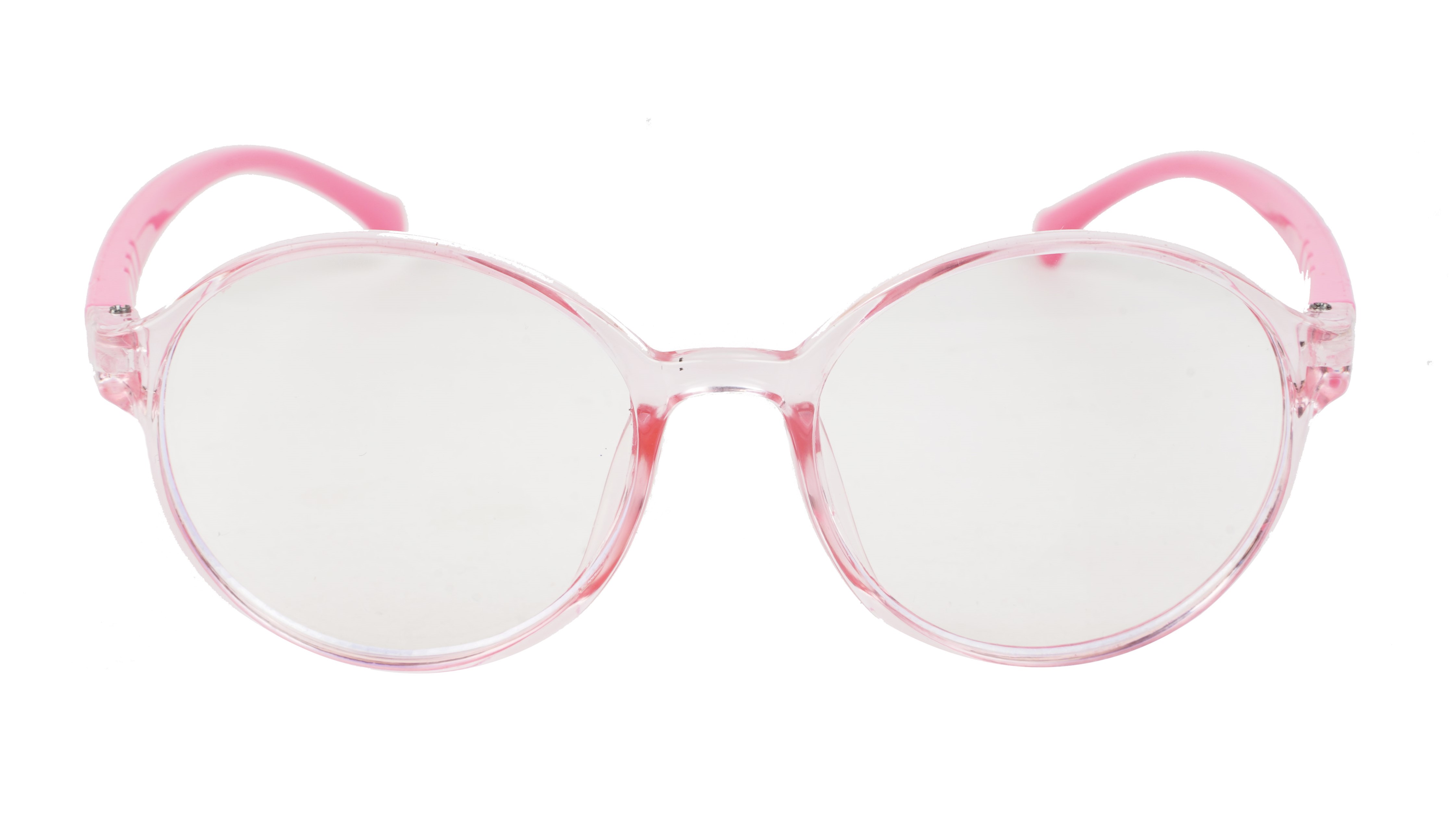 Round Spectacle Frame For Kids Girl. See Through Light Pink Rim. AGE-(7-10Yrs)