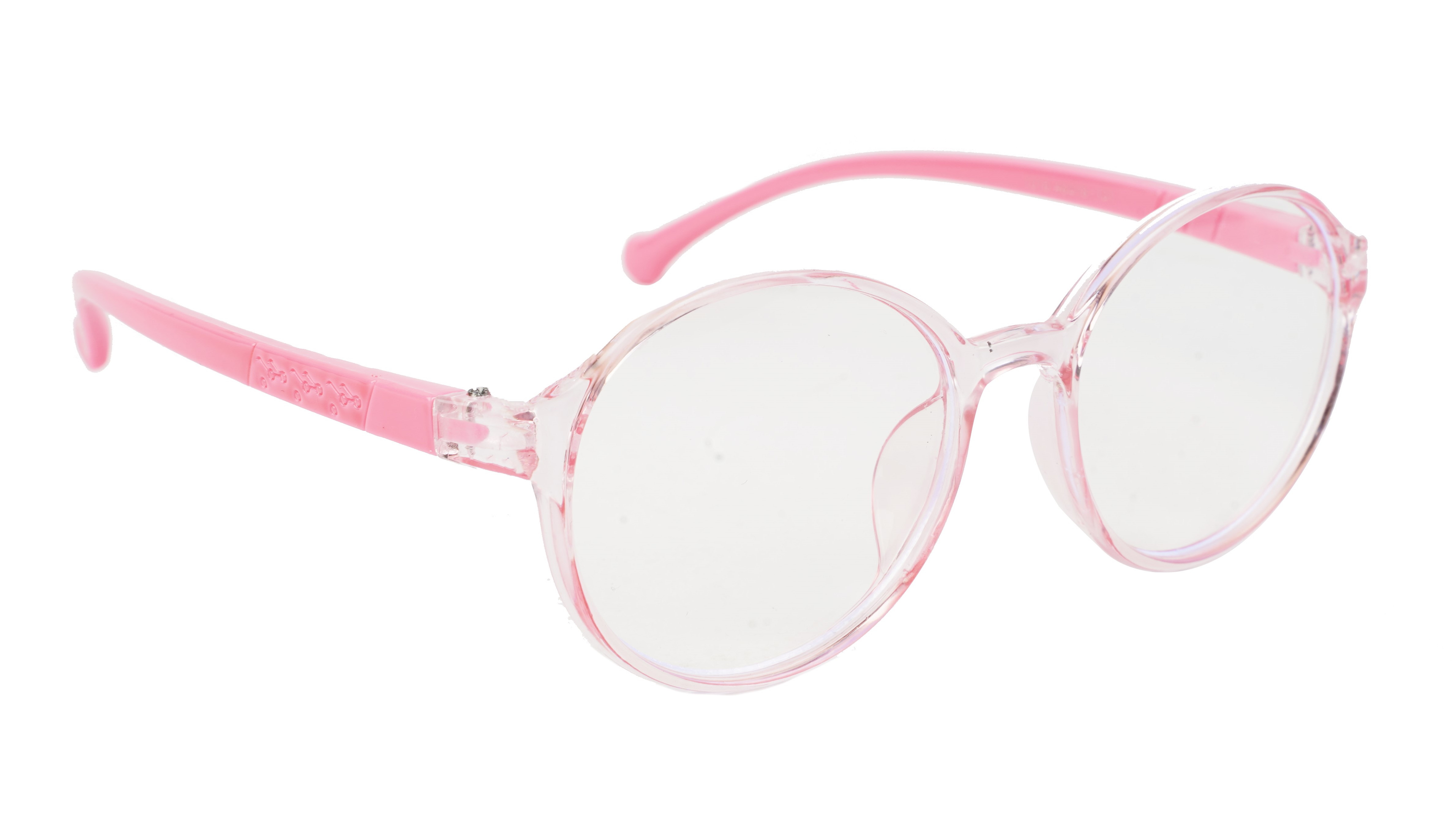 Round Spectacle Frame For Kids Girl. See Through Light Pink Rim. AGE-(7-10Yrs)