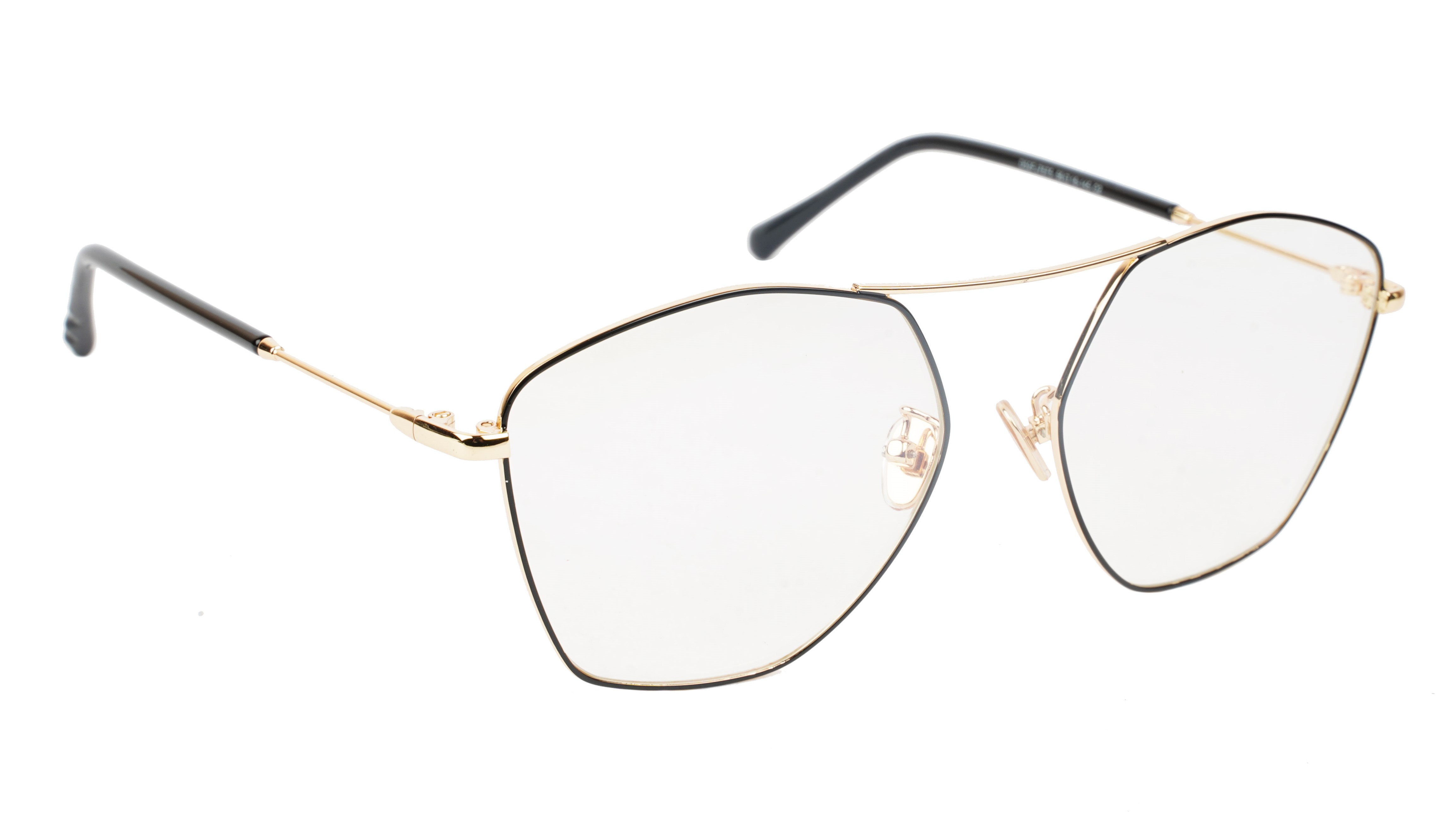 Unisex Large Pentagon Spectacle Frame. Gold & Black Frame