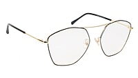 Unisex Large Pentagon Spectacle Frame. Gold & Black Frame