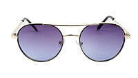 Unisex Small Round Sunglasses. Golden & Black Metal Frame