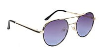 Unisex Small Round Sunglasses. Golden & Black Metal Frame