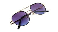 Unisex Small Round Sunglasses. Golden & Black Metal Frame
