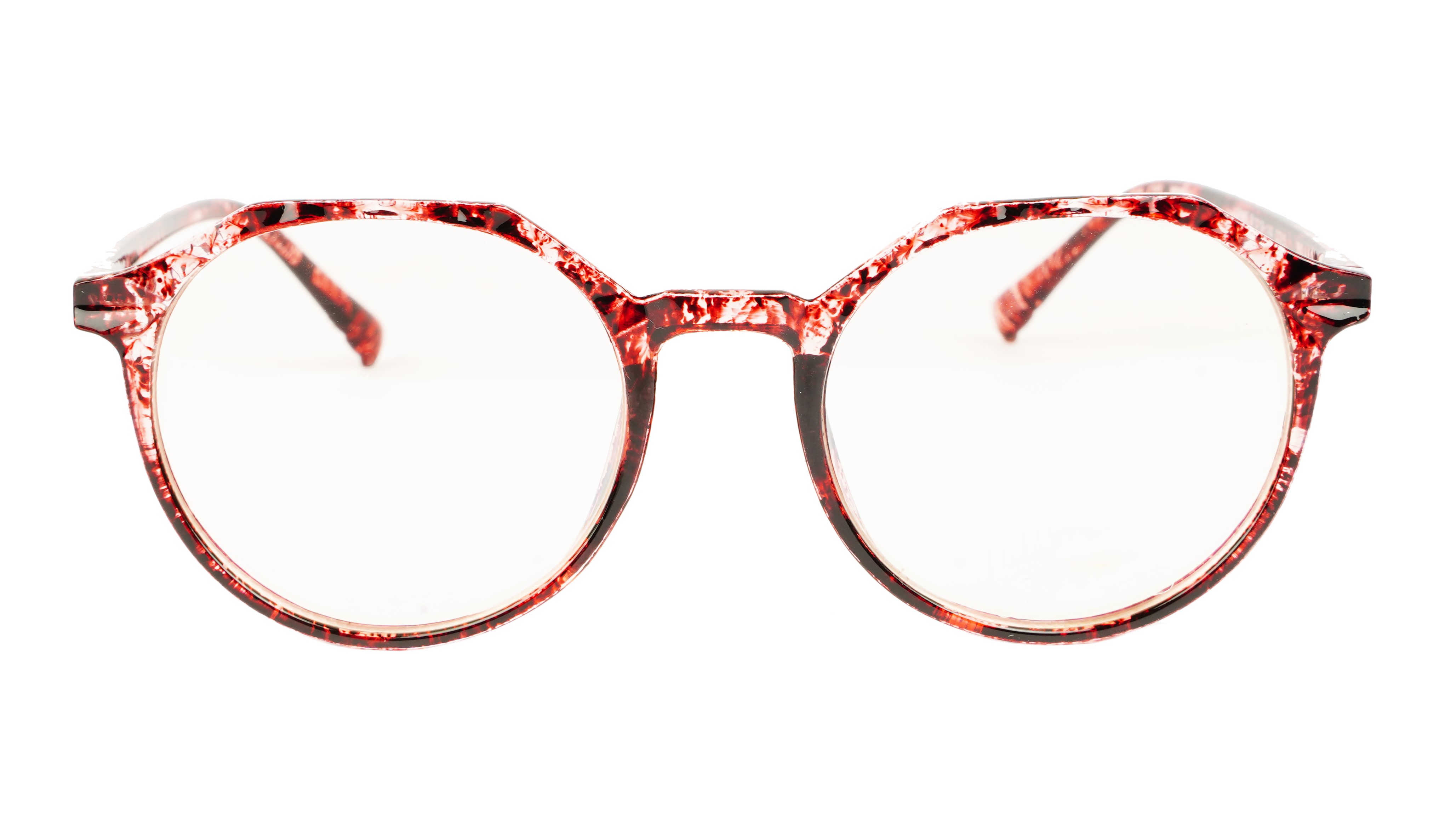 Female Oversized Spectacle Frames. Red & Transparent Frame