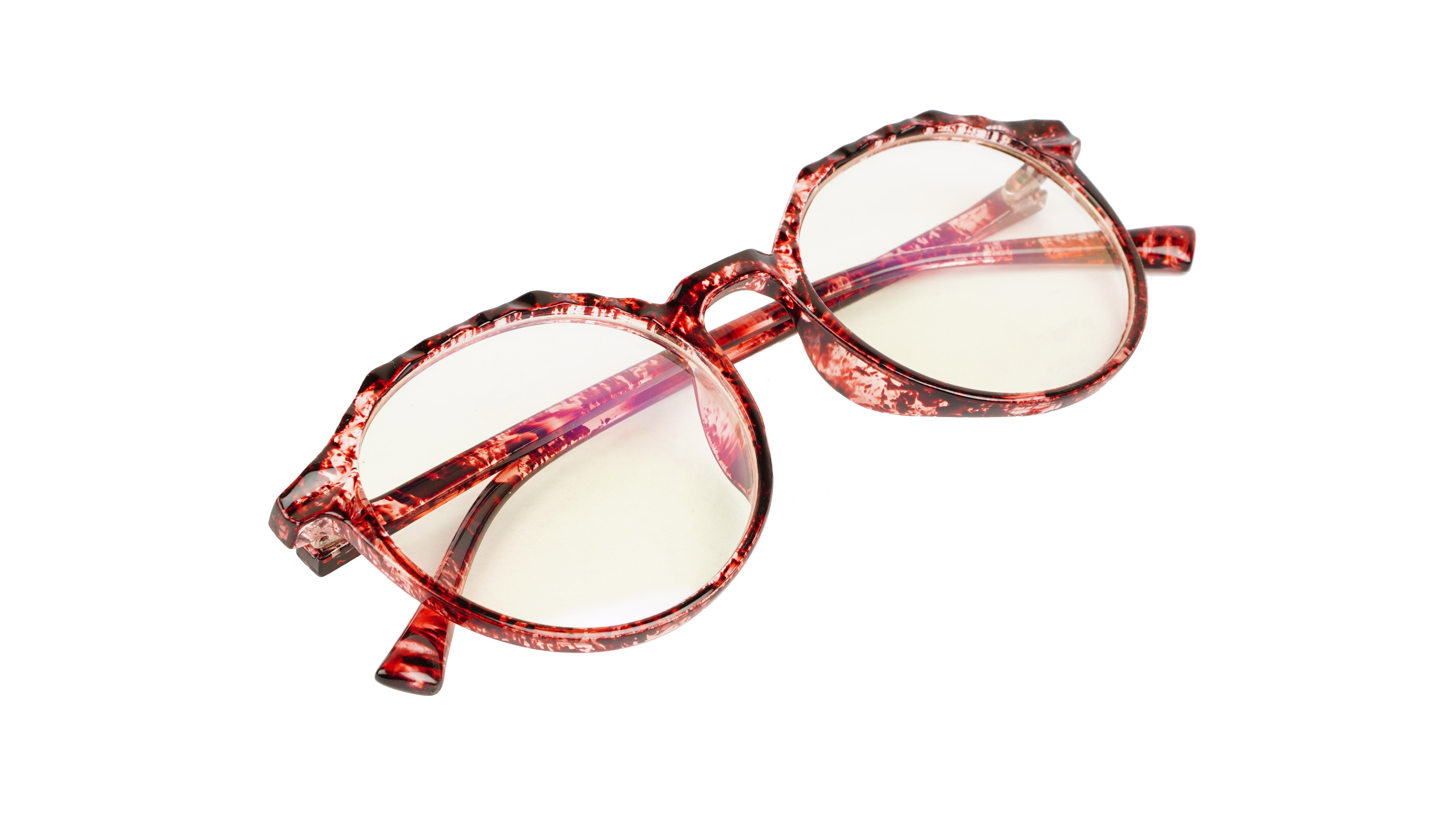 Female Oversized Spectacle Frames. Red & Transparent Frame