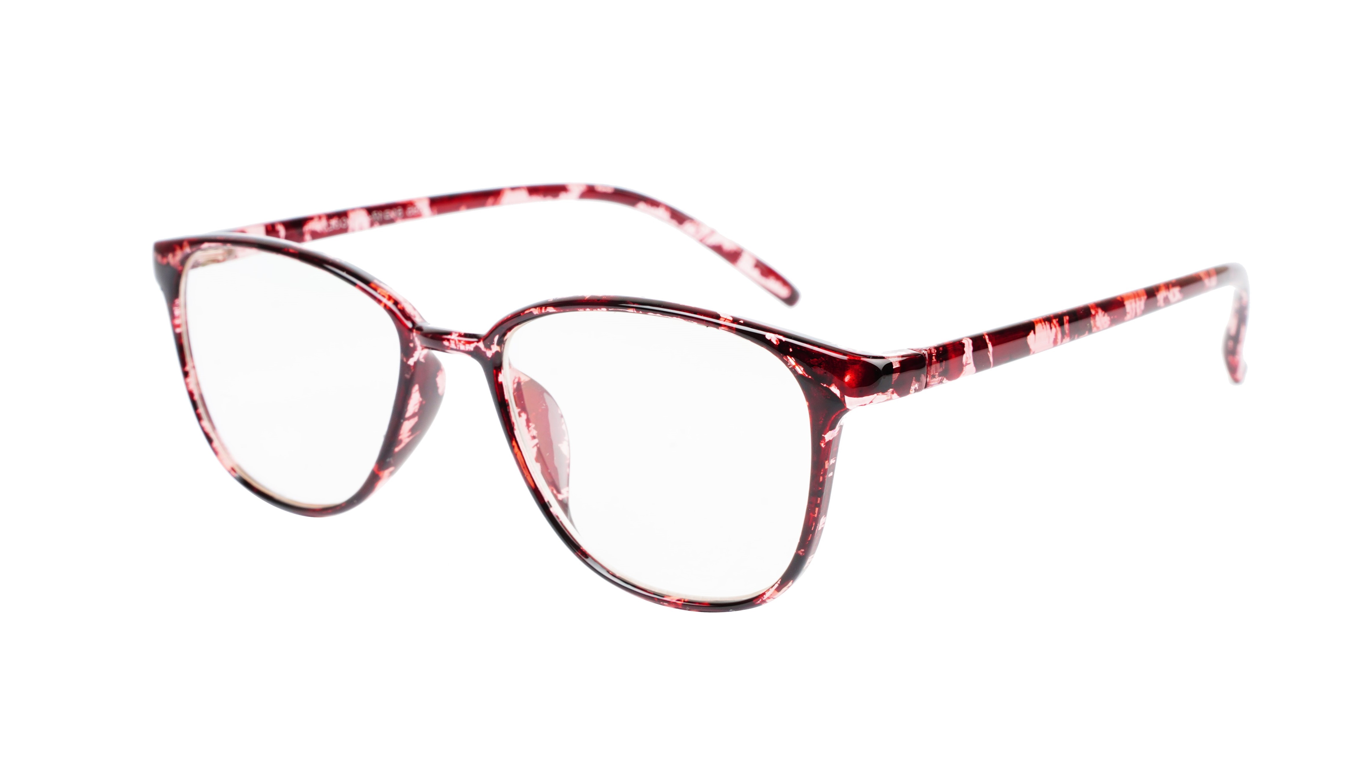 Unisex Large Rectangular Spectacle Frame. Red & Transparent Frame