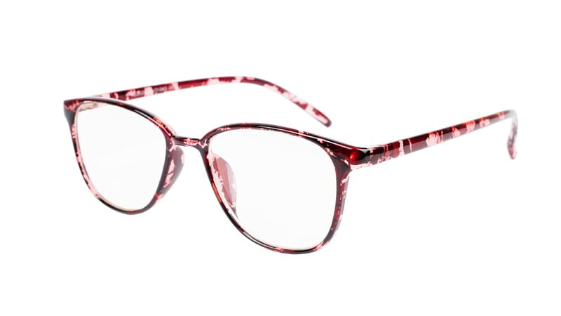 Unisex Large Rectangular Spectacle Frame. Red & Transparent Frame Unisex Large Rectangular Spectacle Frame. Red & Transparent Frame